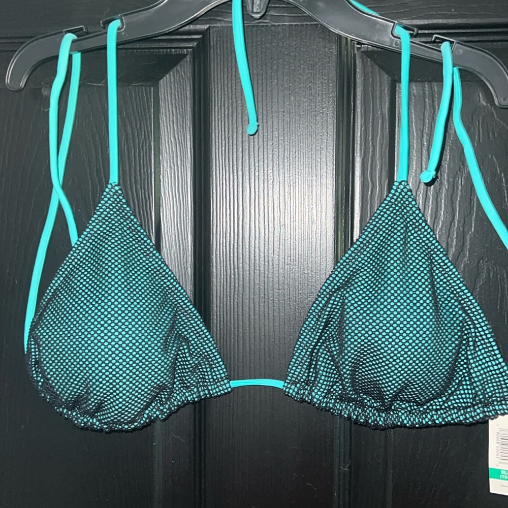 Turquoise Fishnet Bikini Top